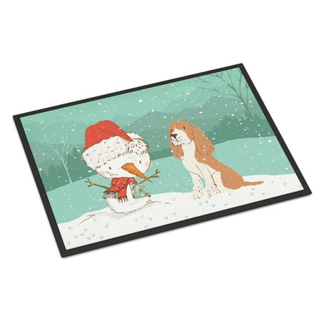 CAROLINES TREASURES 24 x 36 in. Red Spaniel Snowman Christmas Indoor or Outdoor Mat CK2072JMAT